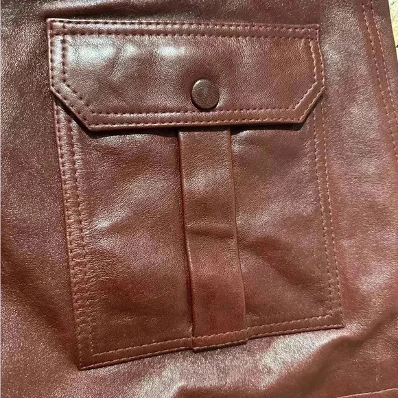 Rare! Ganni 100% lamb leather burgundy high waisted shorts sz 36 FR US 4 fall - Picture 9 of 14